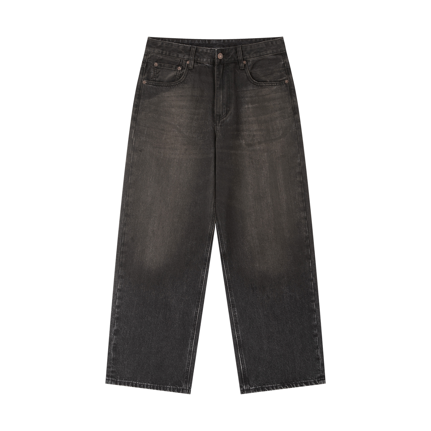 CAPSULE 01 // VINTAGE WHISKERED BAGGY BLACK JEANS (420 GSM)