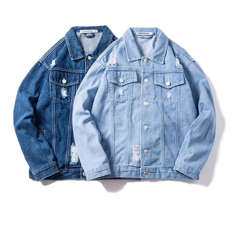 Men's denim jacket hole