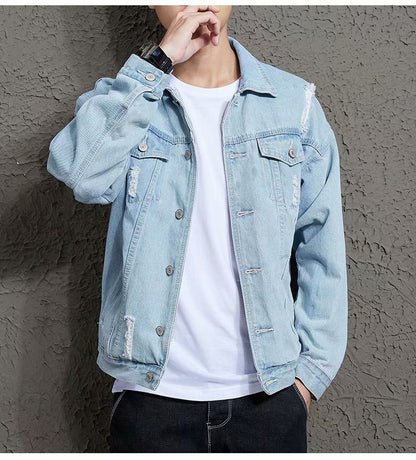 Men's denim jacket hole