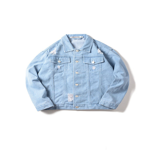 Men's denim jacket hole