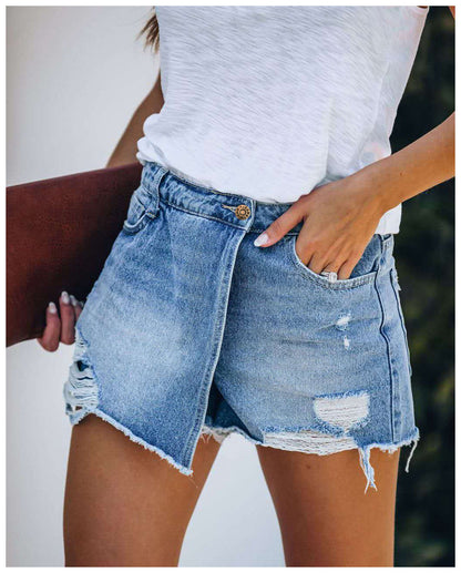 Light blue denim shorts
