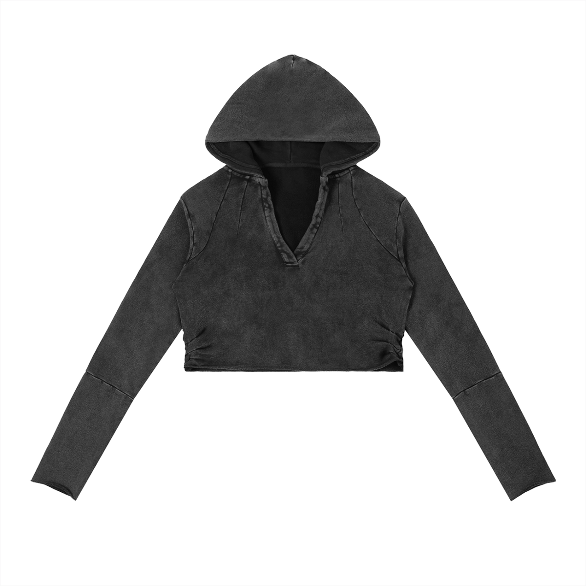 CAPSULE 01 // FEMME DEEP-V RAW-EDGE HOODIE [320GSM]