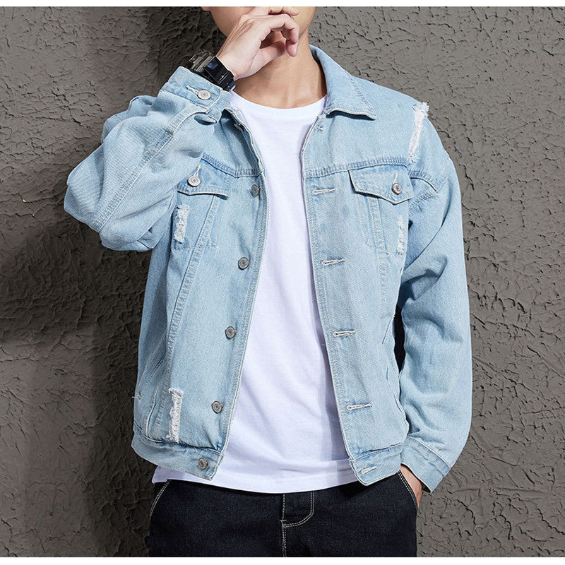 Men's denim jacket hole