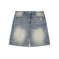 CAPSULE 01 // VINTAGE FADED BAGGY DENIM KNEE LENGTH SHORTS [385GSM]