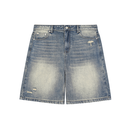 CAPSULE 01 // VINTAGE FADED BAGGY DENIM KNEE LENGTH SHORTS [385GSM]