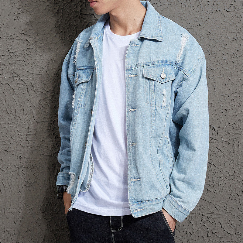 Men's denim jacket hole