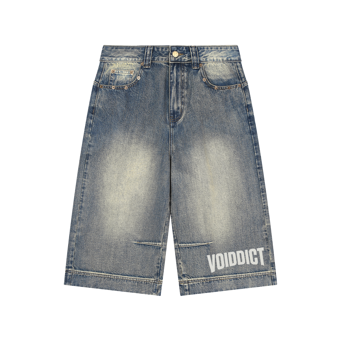 CAPSULE 01 // VINTAGE WASHED BAGGY DENIM ABOVE KNEE SHORTS [385GSM]