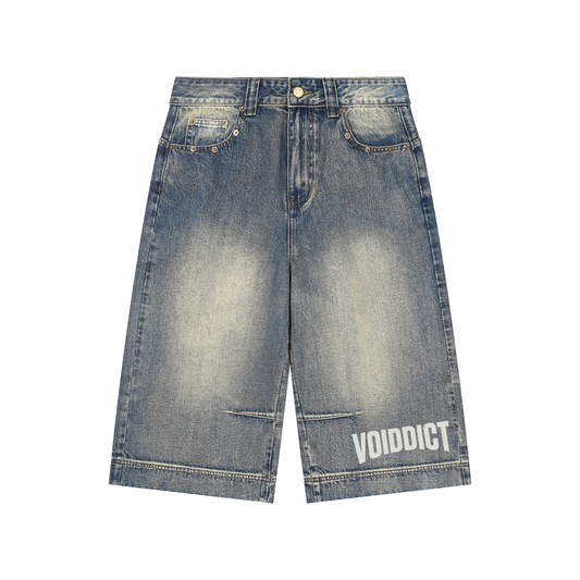 CAPSULE 01 // VINTAGE WASHED BAGGY DENIM ABOVE KNEE SHORTS [385GSM]
