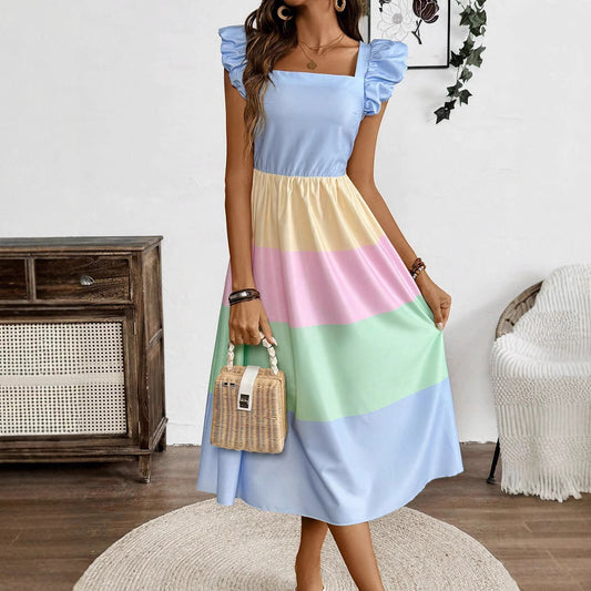 Womens Patchwork Everyday Resort Dress
