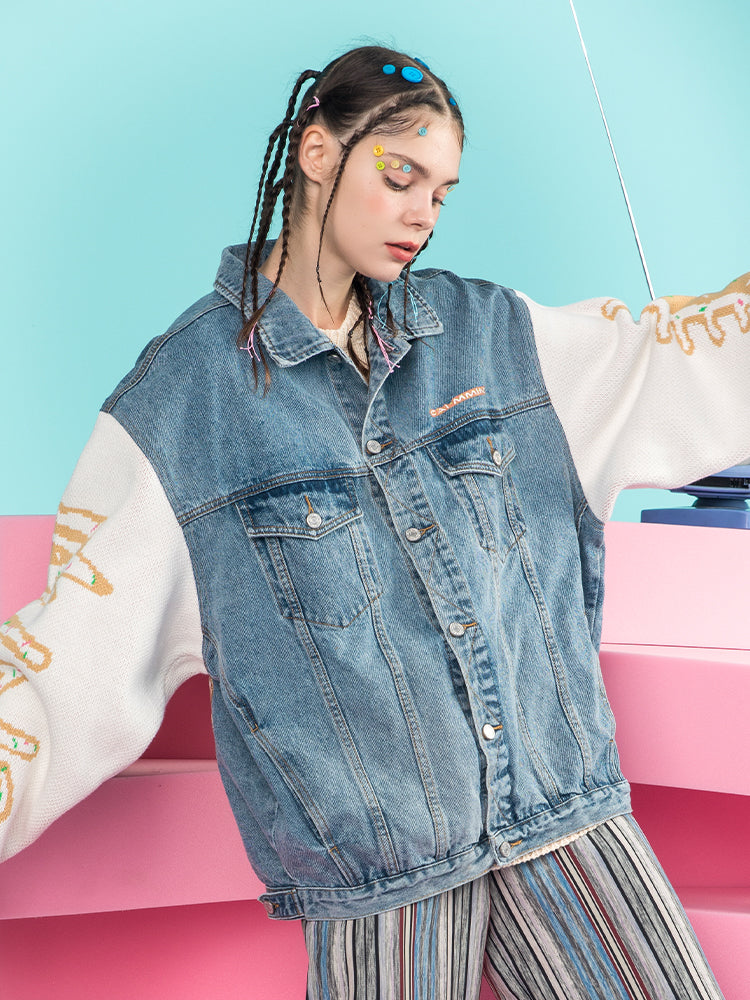 Denim Loose Casual Stitching Jacket Couple Jacket