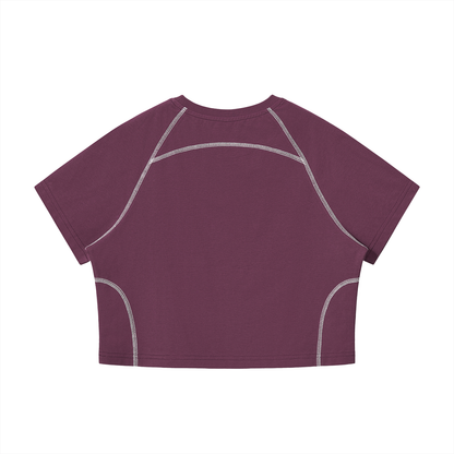 CAPSULE 01 // CONTRAST MATRIX RAGLAN CROP [210GSM] — PLUM PURPLE, ARMY GREEN, BLACK