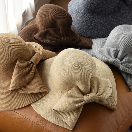 Tri Color Mixed Line Sun Hat French Style
