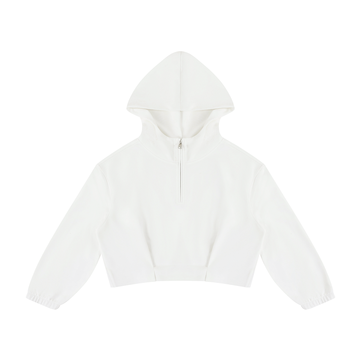 CAPSULE 01 // FEMME QUARTER-ZIP PLEATED HOODIE [310GSM] — WHITE