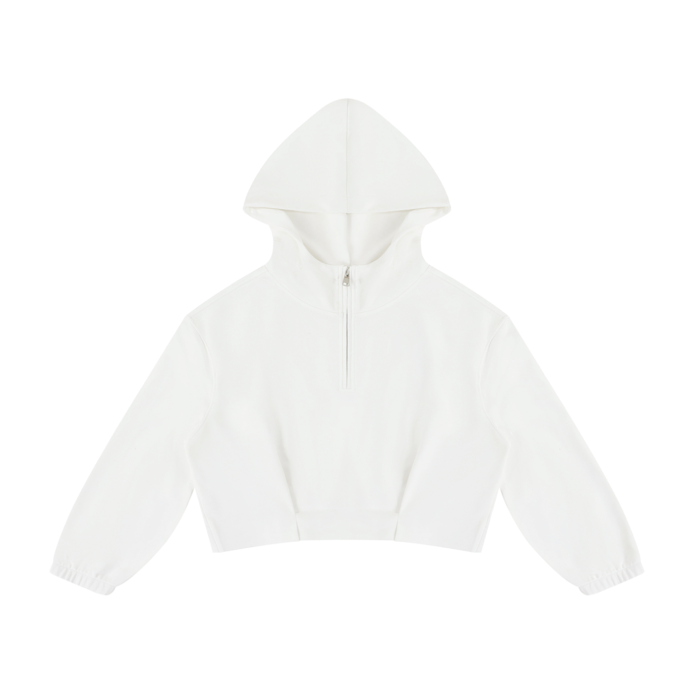 CAPSULE 01 // FEMME QUARTER-ZIP PLEATED HOODIE [310GSM] — WHITE