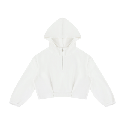 CAPSULE 01 // FEMME QUARTER-ZIP PLEATED HOODIE [310GSM] — WHITE
