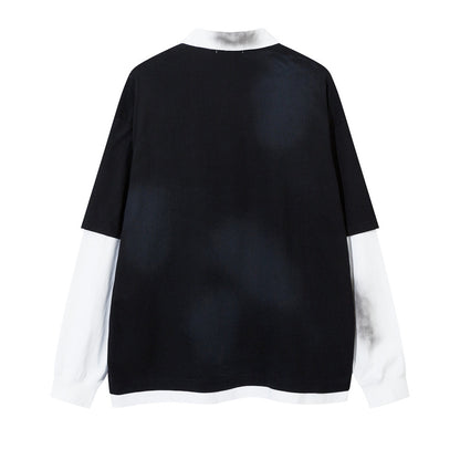 Stitching Long Sleeve Fake Two-piece T-shirts Top