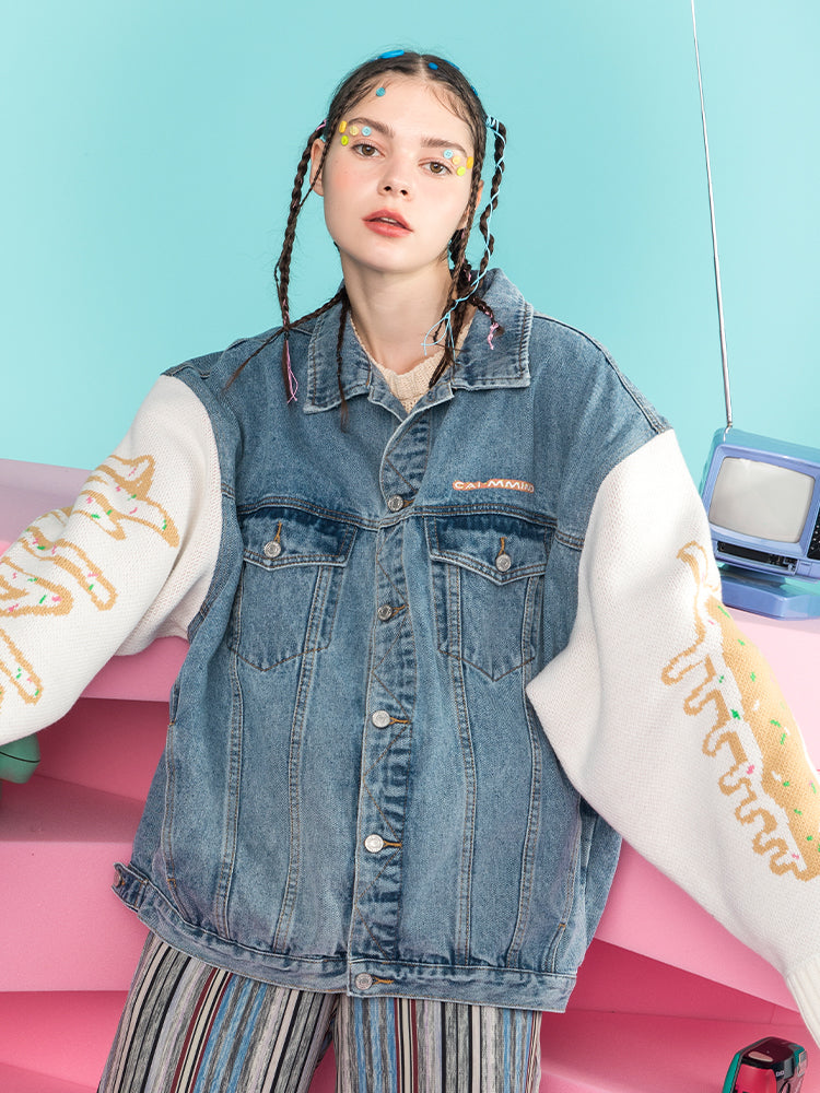 Denim Loose Casual Stitching Jacket Couple Jacket