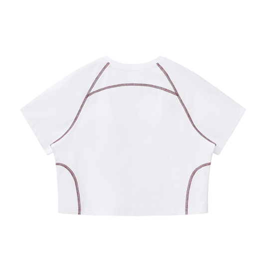 CAPSULE 01 // CONTRAST MATRIX RAGLAN CROP [210GSM] — WHITE