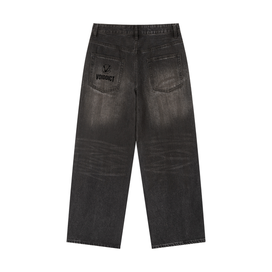 CAPSULE 01 // VINTAGE WHISKERED BAGGY BLACK JEANS [420GSM]