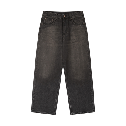 CAPSULE 01 // VINTAGE WHISKERED BAGGY BLACK JEANS (420 GSM)