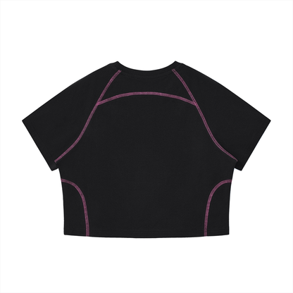 CAPSULE 01 // CONTRAST MATRIX RAGLAN CROP [210GSM] — PLUM PURPLE, ARMY GREEN, BLACK