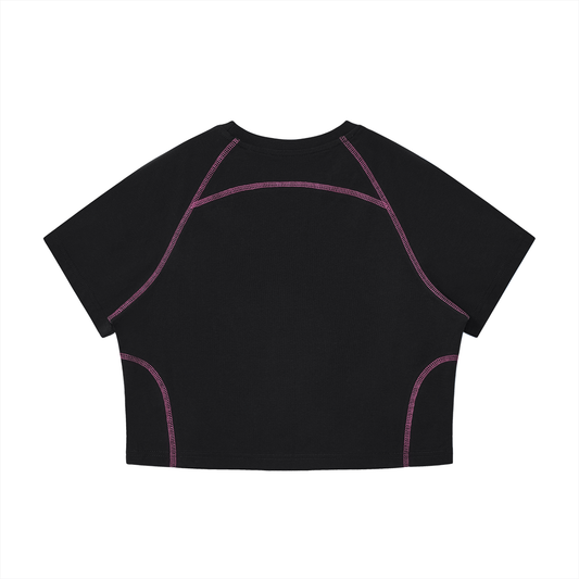 CAPSULE 01 // CONTRAST MATRIX RAGLAN CROP [210GSM] — PLUM PURPLE, ARMY GREEN, BLACK